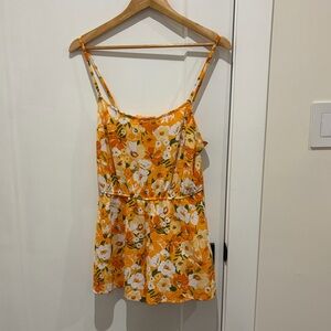 Orange Floral Romper